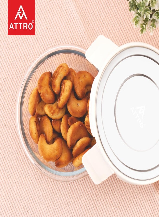 ATTRO Glassox Borosilicate Round Glass Lunch Box with Stainless Steel Lid Food Storage Container Microwave & Freezer Safe BPA-Free Food-Grade SO2 400ml - Image 3